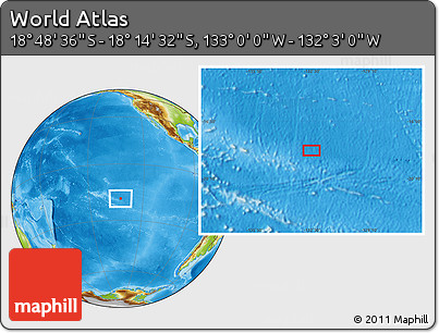 Physical Location Map of the Area around 18° 31' 34" S, 132° 31' 30" W