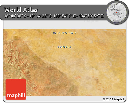Satellite 3D Map of the Area around 18° 31' 34" S, 134° 22' 30" E