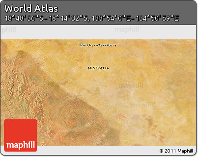 Satellite 3D Map of the Area around 18° 31' 34" S, 134° 22' 30" E