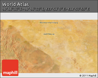 Satellite 3D Map of the Area around 18° 31' 34" S, 134° 22' 30" E