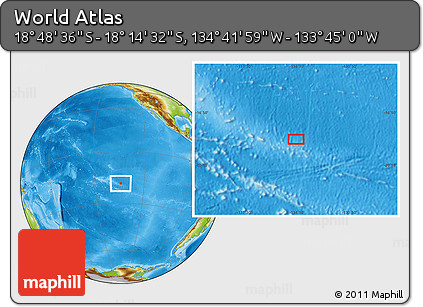 Physical Location Map of the Area around 18° 31' 34" S, 134° 13' 29" W
