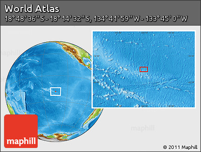 Physical Location Map of the Area around 18° 31' 34" S, 134° 13' 29" W