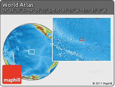 Physical Location Map of the Area around 18° 31' 34" S, 134° 13' 29" W