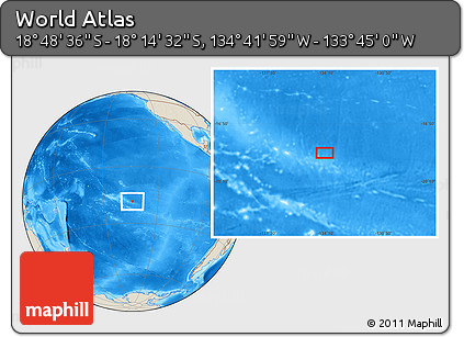 Shaded Relief Location Map of the Area around 18° 31' 34" S, 134° 13' 29" W