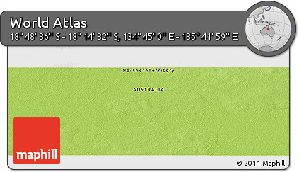 Physical Panoramic Map of the Area around 18° 31' 34" S, 135° 13' 29" E