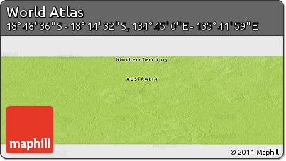 Physical Panoramic Map of the Area around 18° 31' 34" S, 135° 13' 29" E