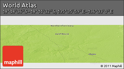 Physical Panoramic Map of the Area around 18° 31' 34" S, 136° 4' 29" E