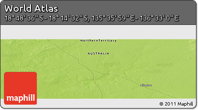 Physical Panoramic Map of the Area around 18° 31' 34" S, 136° 4' 29" E