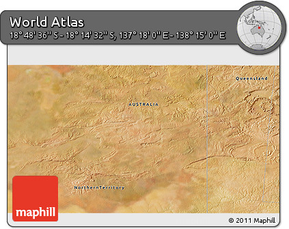 Satellite 3D Map of the Area around 18° 31' 34" S, 137° 46' 30" E