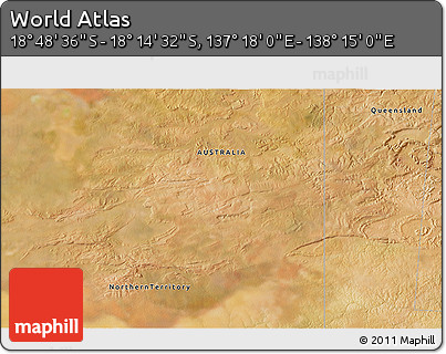 Satellite 3D Map of the Area around 18° 31' 34" S, 137° 46' 30" E