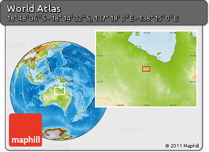Physical Location Map of the Area around 18° 31' 34" S, 137° 46' 30" E