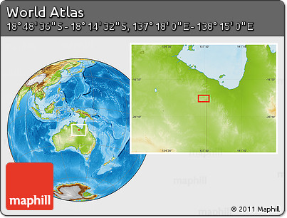 Physical Location Map of the Area around 18° 31' 34" S, 137° 46' 30" E