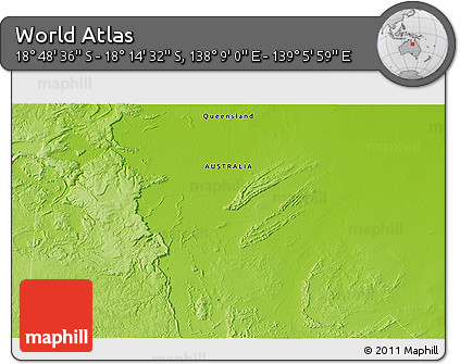 Physical 3D Map of the Area around 18° 31' 34" S, 138° 37' 30" E