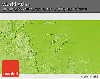 Physical 3D Map of the Area around 18° 31' 34" S, 138° 37' 30" E