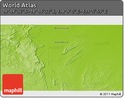 Physical 3D Map of the Area around 18° 31' 34" S, 138° 37' 30" E
