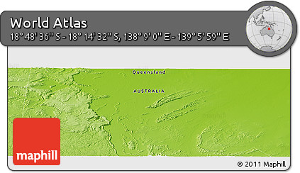 Physical Panoramic Map of the Area around 18° 31' 34" S, 138° 37' 30" E