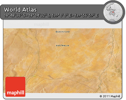 Satellite 3D Map of the Area around 18° 31' 34" S, 139° 28' 29" E