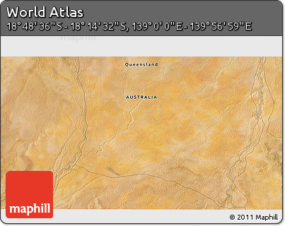 Satellite 3D Map of the Area around 18° 31' 34" S, 139° 28' 29" E