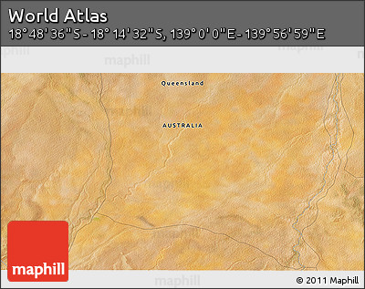 Satellite 3D Map of the Area around 18° 31' 34" S, 139° 28' 29" E