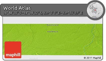 Physical Panoramic Map of the Area around 18° 31' 34" S, 139° 28' 29" E