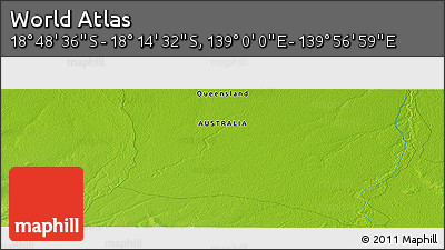 Physical Panoramic Map of the Area around 18° 31' 34" S, 139° 28' 29" E