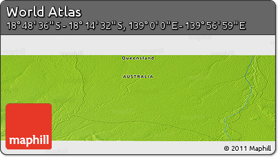 Physical Panoramic Map of the Area around 18° 31' 34" S, 139° 28' 29" E