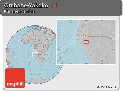 Gray Location Map of Ombahe-Yakako, hill shading