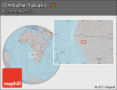 Gray Location Map of Ombahe-Yakako, hill shading
