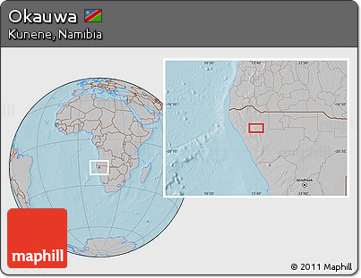Gray Location Map of Okauwa, hill shading
