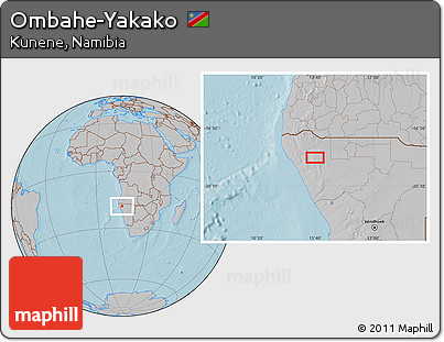 Gray Location Map of Ombahe-Yakako, hill shading