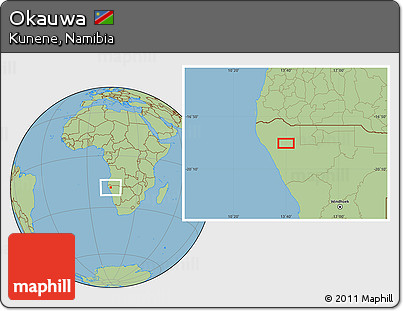 Savanna Style Location Map of Okauwa