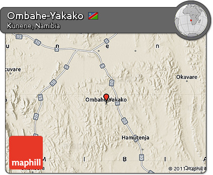 Shaded Relief Map of Ombahe-Yakako