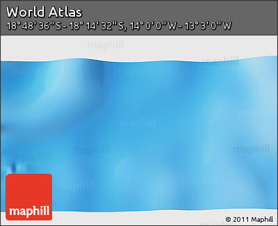 Physical 3D Map of the Area around 18° 31' 34" S, 13° 31' 30" W