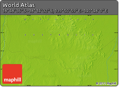 Physical Map of the Area around 18° 31' 34" S, 140° 19' 29" E