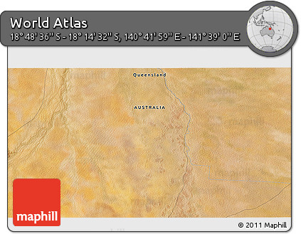Satellite 3D Map of the Area around 18° 31' 34" S, 141° 10' 30" E