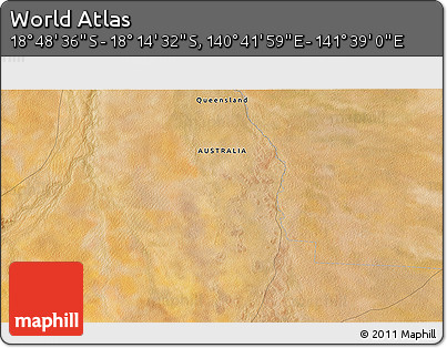 Satellite 3D Map of the Area around 18° 31' 34" S, 141° 10' 30" E
