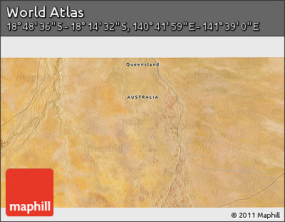 Satellite 3D Map of the Area around 18° 31' 34" S, 141° 10' 30" E