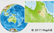 Physical Location Map of the area around 18° 31' 34" S, 142° 52' 30" E