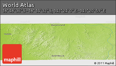 Physical Panoramic Map of the Area around 18° 31' 34" S, 142° 52' 30" E