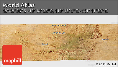 Satellite Panoramic Map of the Area around 18° 31' 34" S, 143° 43' 29" E