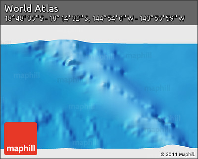 Physical 3D Map of the Area around 18° 31' 34" S, 144° 25' 30" W
