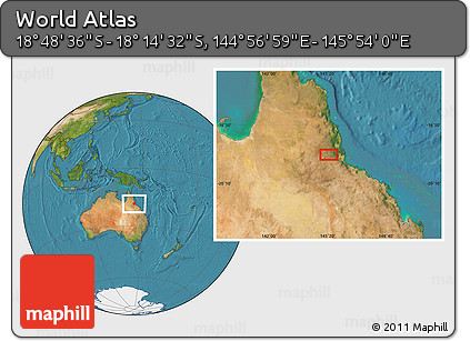Satellite Location Map of the Area around 18° 31' 34" S, 145° 25' 30" E