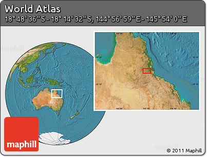 Satellite Location Map of the Area around 18° 31' 34" S, 145° 25' 30" E