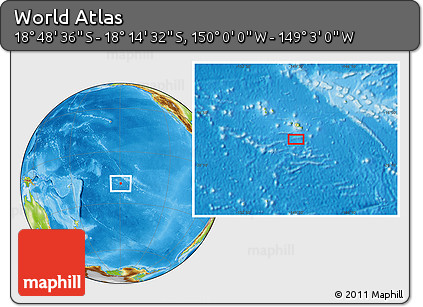 Physical Location Map of the Area around 18° 31' 34" S, 149° 31' 30" W