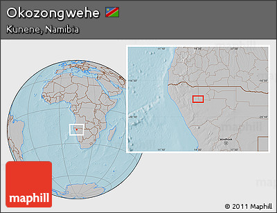 Gray Location Map of Okozongwehe, hill shading