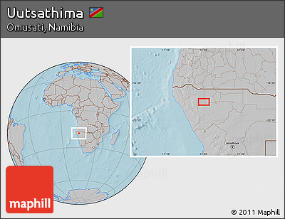 Gray Location Map of Uutsathima, hill shading