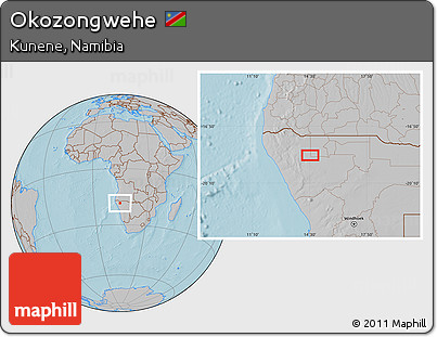 Gray Location Map of Okozongwehe, hill shading