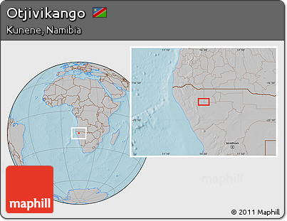 Gray Location Map of Otjivikango, hill shading