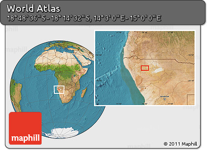 Satellite Location Map of the Area around 18° 31' 34" S, 14° 31' 30" E