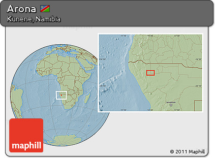 Savanna Style Location Map of Arona, hill shading